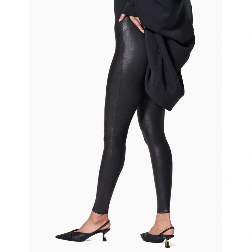 SPANX Faux Leather Leggings - Tummy Control - Power Compression - High Waist! - Picture 2 of 5